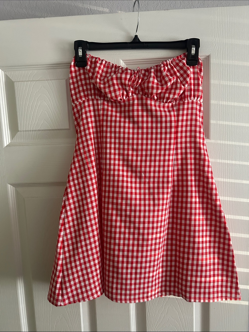 Beginning Boutique Red & White Gingham Strapless Mini Dress - Picture 3 of 4